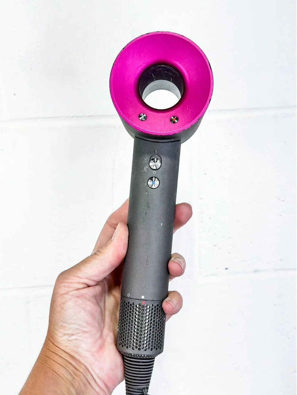 Dyson Supersonic Hair Dryer HD01 Gray and Pink with Styling Flyaway Attachment